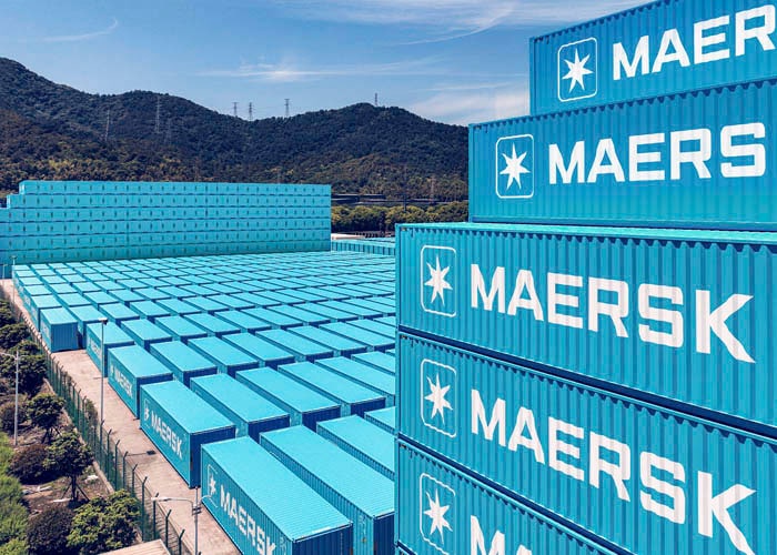 Blue containers at Ningbo