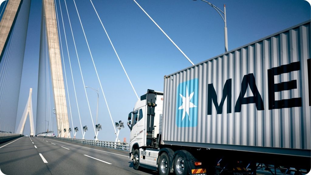 Truck carrying Maersk container