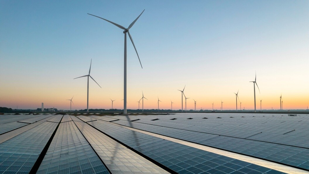 Windmills and solar panels