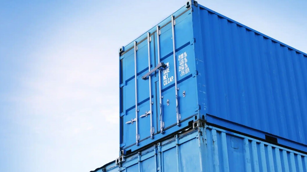 Stacked freight containers