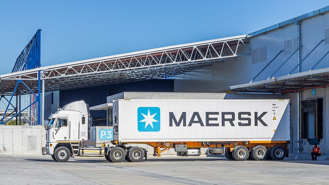 Maersk truck outside the warehouse